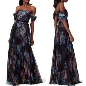 Marchesa Notte Floral Off the Shoulder Gown